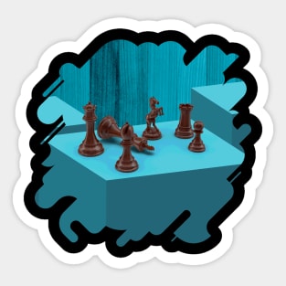 3D Chess Pieces Digital Art Sticker